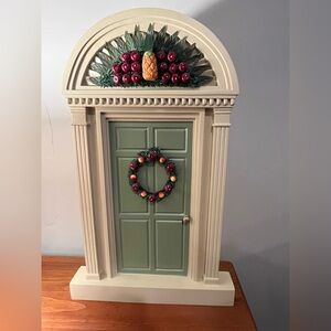 2006 Byers Choice Carolers Colonial Door.  Wreath and decorative spray over door